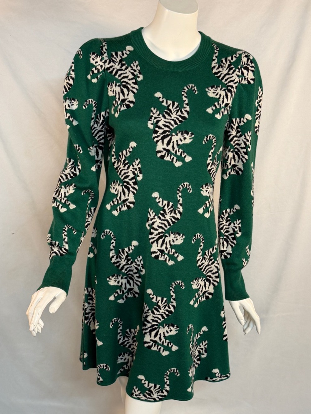 Crosby by Mollie Burch Women’s Emerald Green Tiger Print Knit Dress